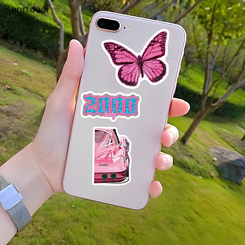 Set 50 Nhãn Dán Hoạt Hình barbie Màu Hồng Cá Tính Trang Trí Cốc Nước Máy Tính