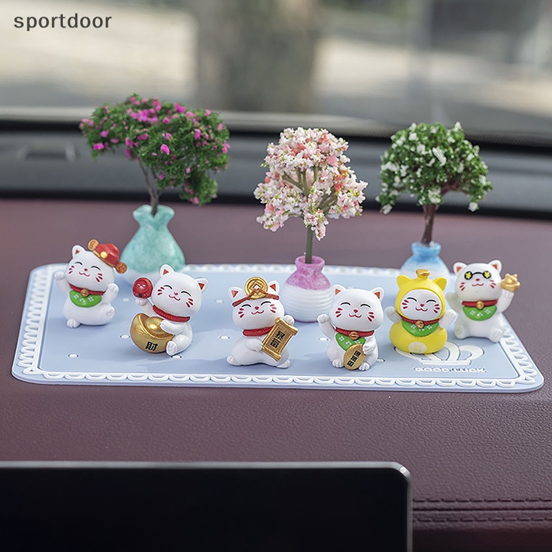 Cây mini Hình Mèo Dễ Thương Bằng Nhựa resin Trang Trí Bảng Điều Khiển Xe Hơi