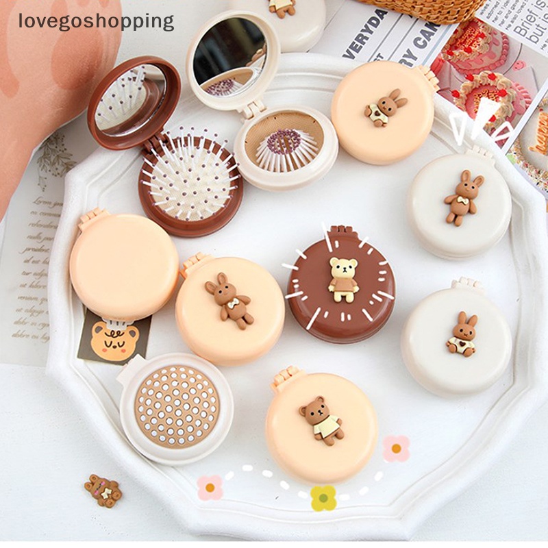 Lược Chải Tóc Mát Xa Nhỏ Gọn Có Gương Hình Gấu / Thỏ Đáng Yêu Có Thể Gập Lại Cho Bé Gái vn