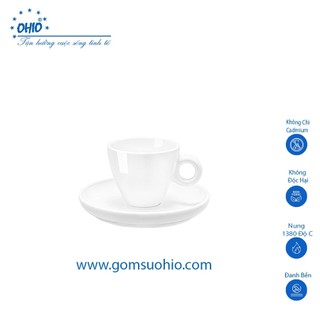 Cốc espresso 60ml sứ trắng ohio + đĩa kê