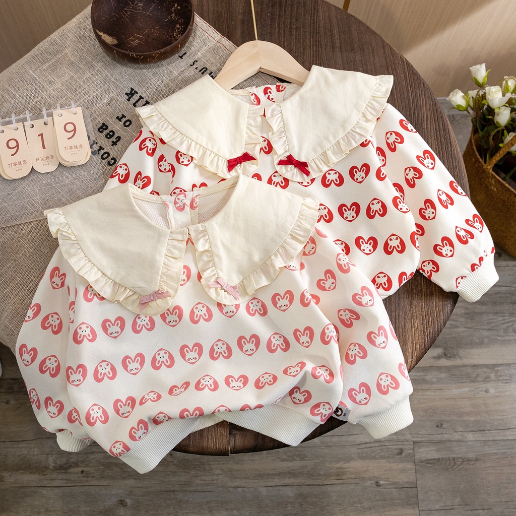Áo Sweater Cổ Tròn Phong Cách Hàn Quốc Thời Trang Xuân Thu 2023 Cho Bé Gái