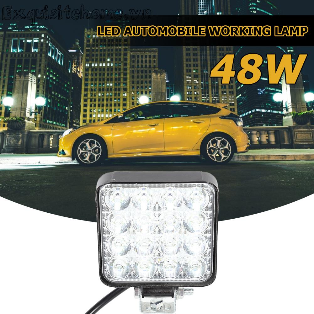 Đèn Led 16 Bóng 48w 2880lm 6500k Hình Vuông Chống Thấm Nước Chuyên Dùng Cho Xe Tải