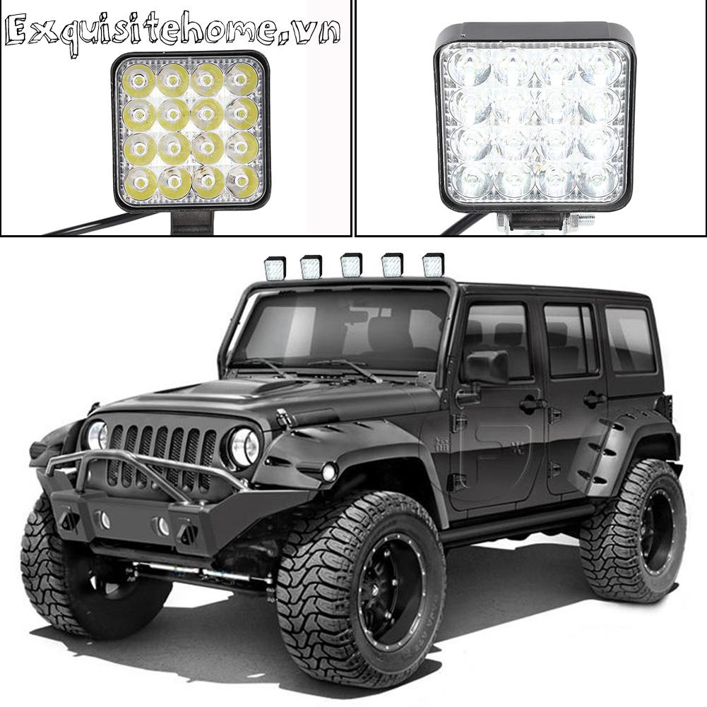 Đèn Led 16 Bóng 48w 2880lm 6500k Hình Vuông Chống Thấm Nước Chuyên Dùng Cho Xe Tải