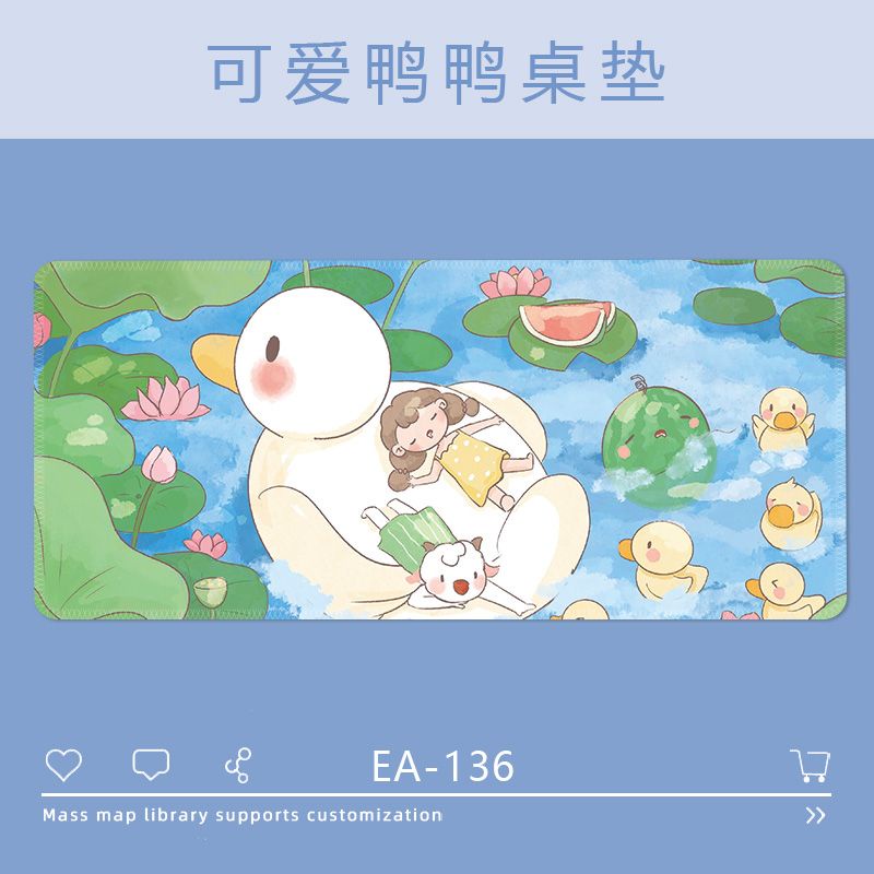 Tấm Lót Chuột Và Bàn Phím Cỡ Lớn 100 * 50cm In Hình Chú Vịt Dễ Thương