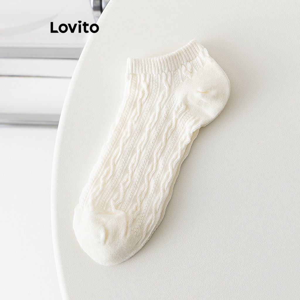 Vớ Lovito màu trơn cơ bản thường ngày cho nữ LNA23038