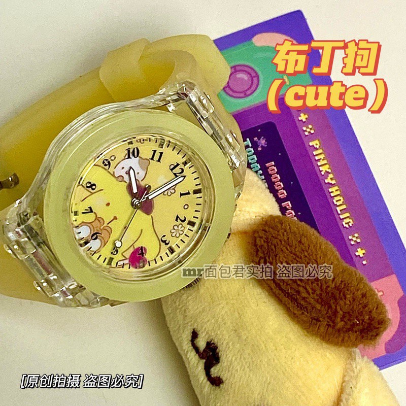 Kawaii Kuromi Cinnamoroll My Melody Pompom Purin Sanrio Đồng Hồ Hoạt Hình Dễ Thương Ánh Sáng Dạ Quang Đồng Hồ Sinh Viên Bé Gái Tặng-top3C01