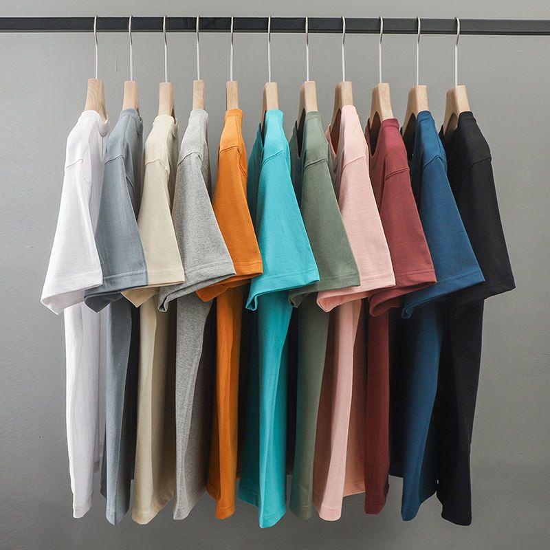 Áo thun tay ngắn dáng rộng màu sắc đơn giản chất liệu cotton cao cấp thời trang nam