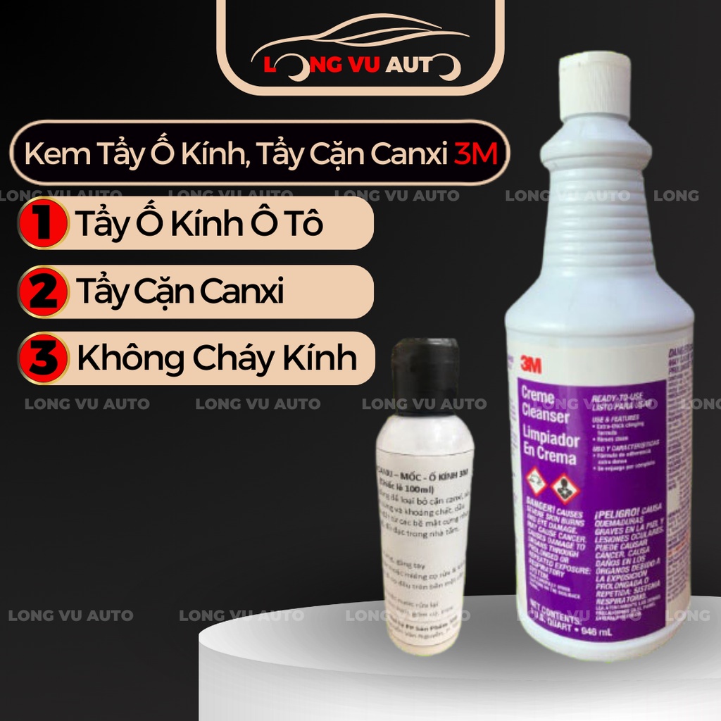 Dung dịch tẩy cặn canxi, Tẩy Ố Kính Mốc Kính Ô Tô 3M Creme Cleanser Limpiador En Crema ( Chiết lẻ 100ml)