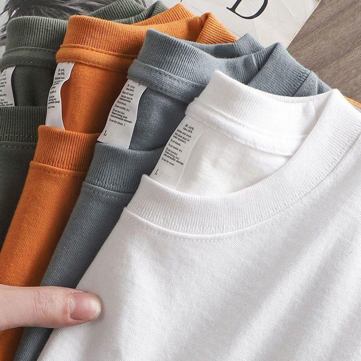 Áo thun tay ngắn dáng rộng màu sắc đơn giản chất liệu cotton cao cấp thời trang nam