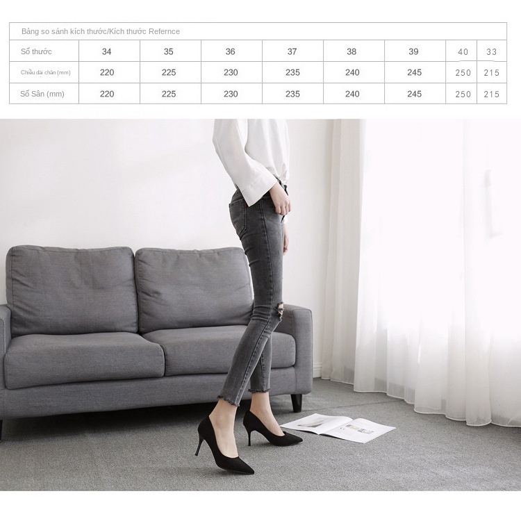 Đen Giày Cao Gót Mũi Nhọn Thời Trang Mùa Thu 2023 Dành Cho Nữ