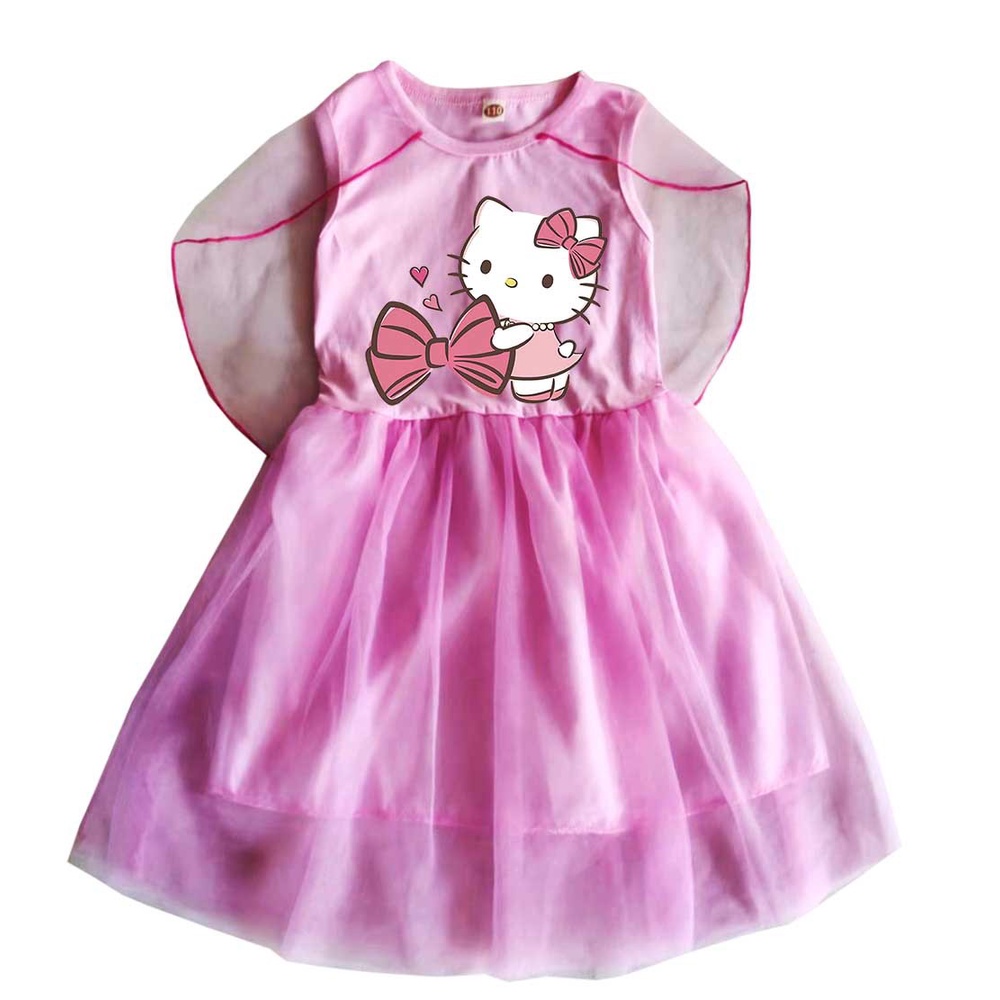 Hello kitty Đầm cotton Kèm Khăn Choàng Dễ Thương Cho Bé Gái 2-12 Tuổi