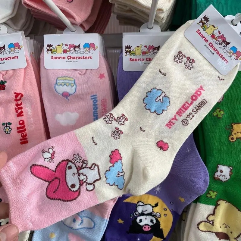Vớ Giữ Ấm Họa Tiết Hoạt Hình sanrio hello kitty kuromi cinnamoroll Phong Cách Hàn Quốc Cho Bé Gái