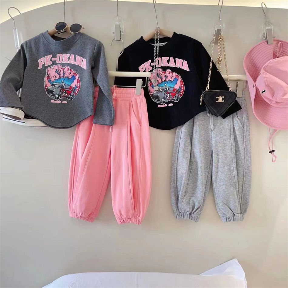 Set Áo Thun Tay Dài Và Quần Dài Phong Cách Mới Dành Cho Bé Gái