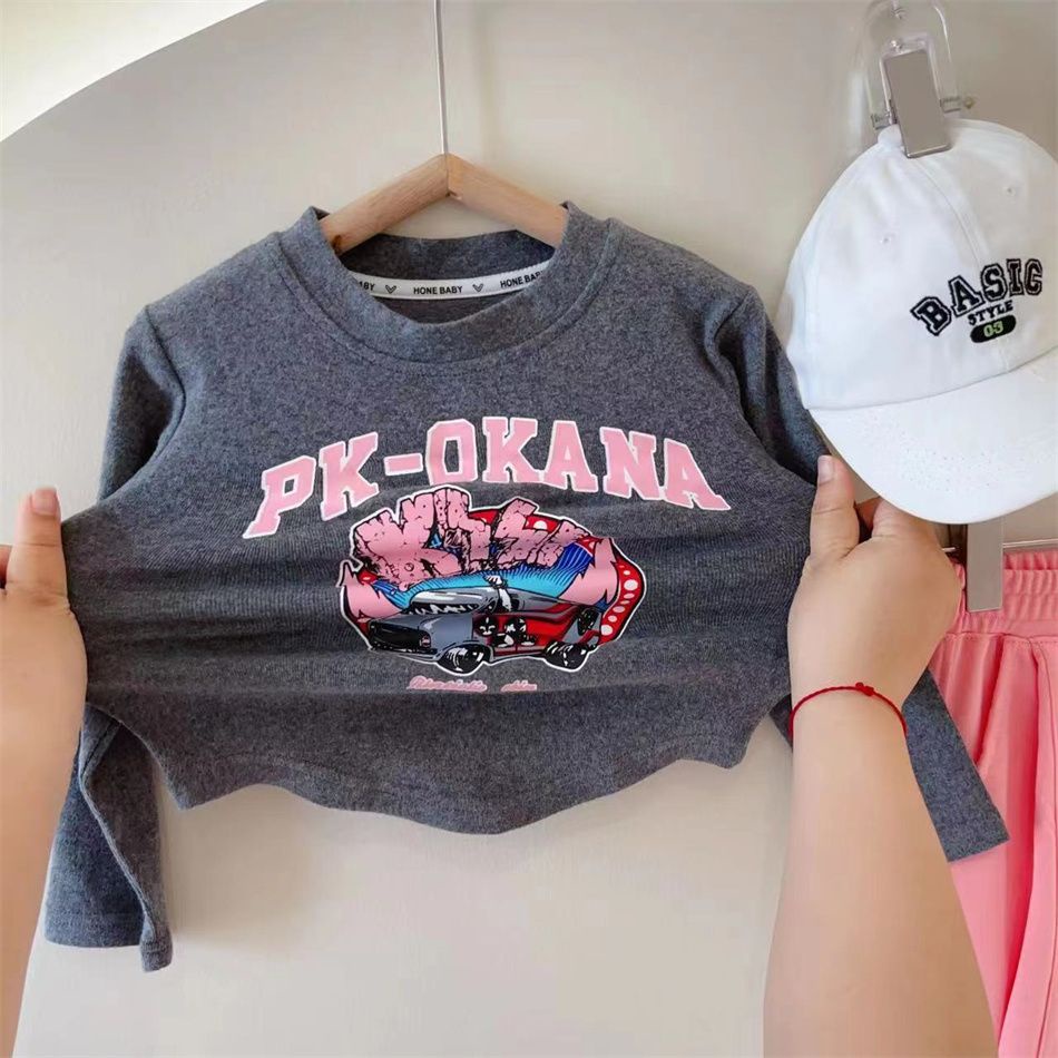 Set Áo Thun Tay Dài Và Quần Dài Phong Cách Mới Dành Cho Bé Gái