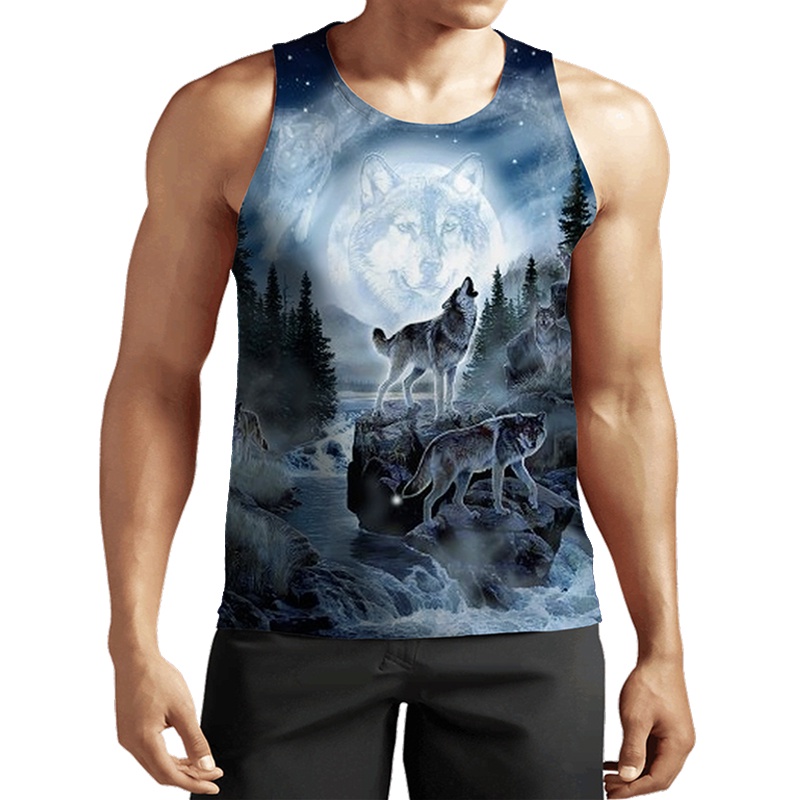 Áo Thun Ba Lỗ unisex In Hình Sói 3d Thời Trang Mùa Hè 2023 Áo Vestllíp vestl