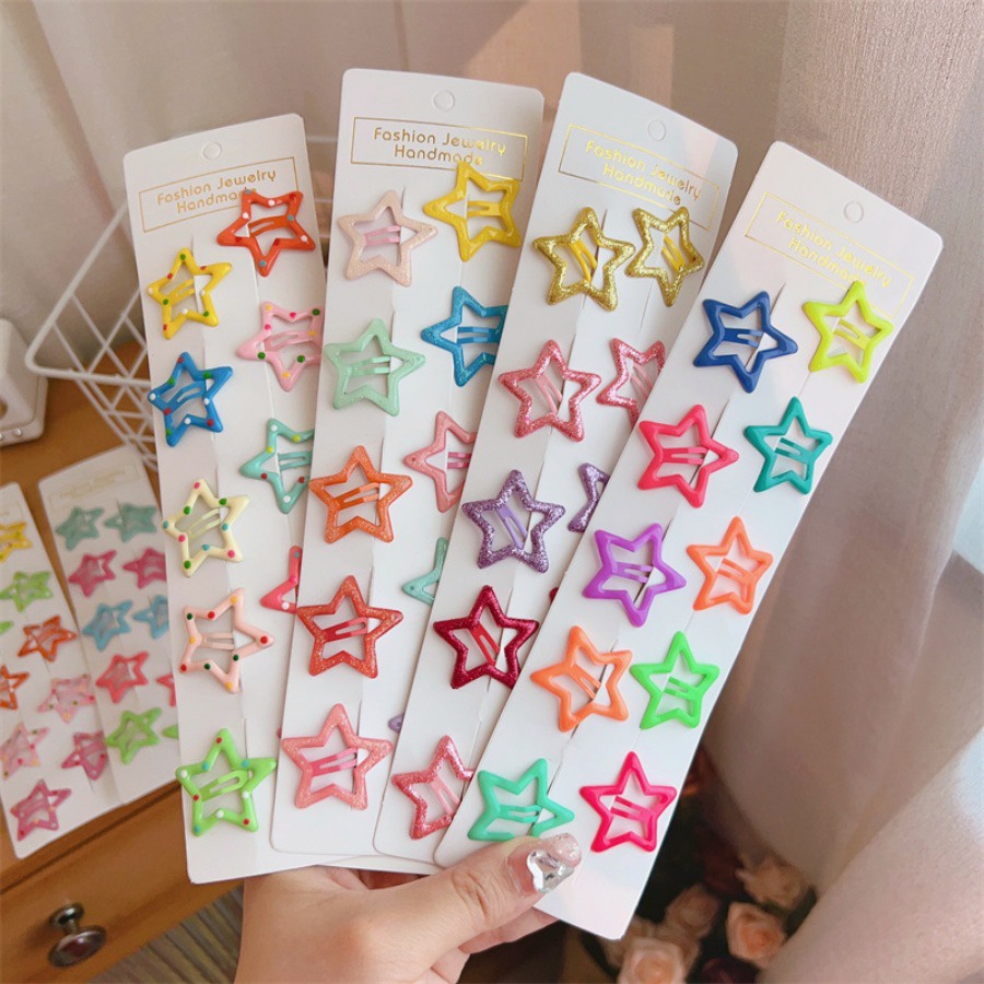 Set 6 / 10 / 20 Kẹp Tóc Ngôi Sao Nhiều Màu Dễ Thương Cho Bé Gái