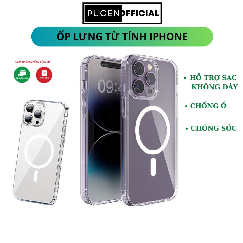 Ốp lưng iPhone Từ Tính cao cấp ốp IP hít nam châm siêu sang, viền chống sốc, chống xước PUCEN