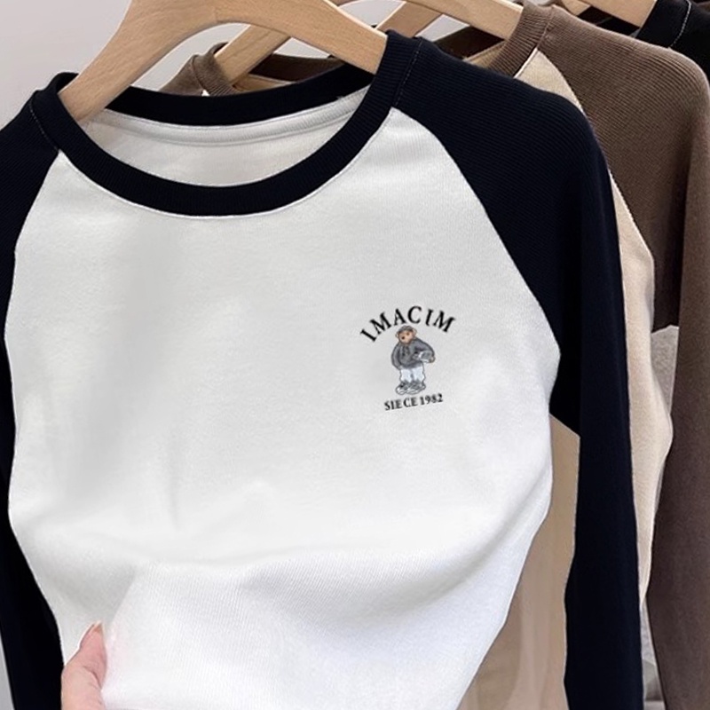 Áo Thun 100% cotton Tay Dài In Họa Tiết Phong Cách Hàn Quốc Dành Cho Nữ