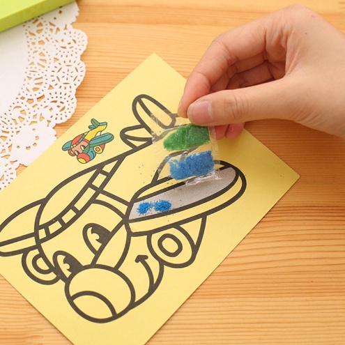 Tranh cát nhiều màu cho bé thỏa sức sáng tạo, Tranh cát tập tô màu kích thước 12cm x 9cm