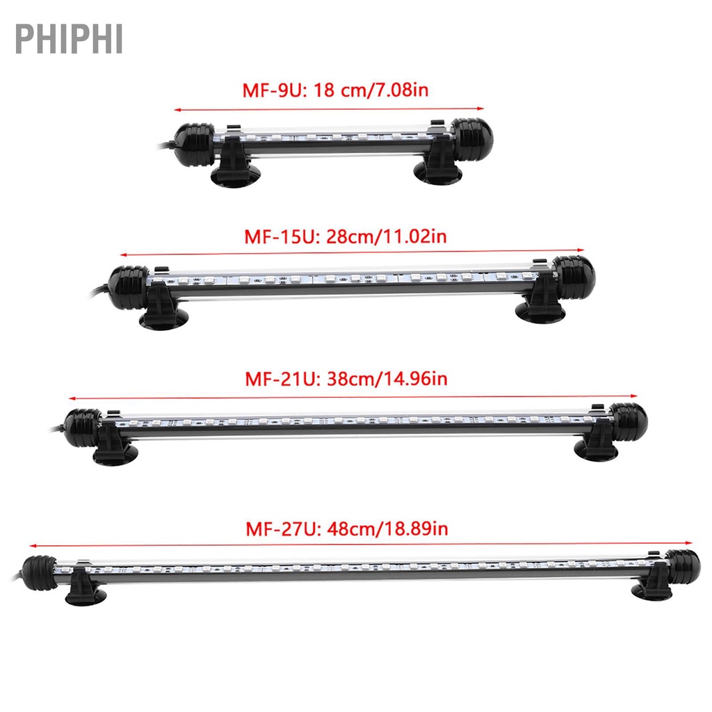 PHIPHI Có hàng sẵn Đèn LED bể cá dày chịu nhiệt Ánh sáng trang trí hồ 110 ~ 240V