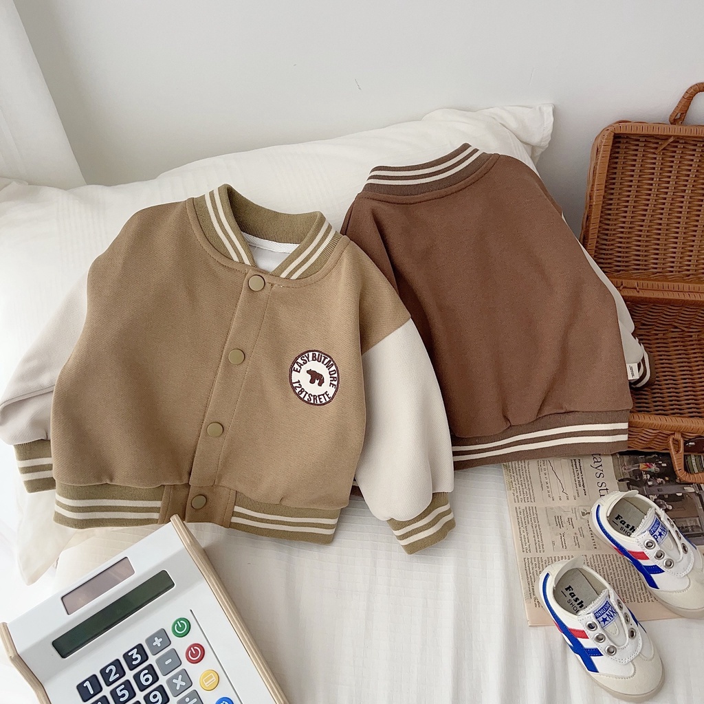 Áo Khoác Bóng Chày Thêu Chữ Thời Trang Hàn Quốc Dành Cho Bé 0-5 Tuổi