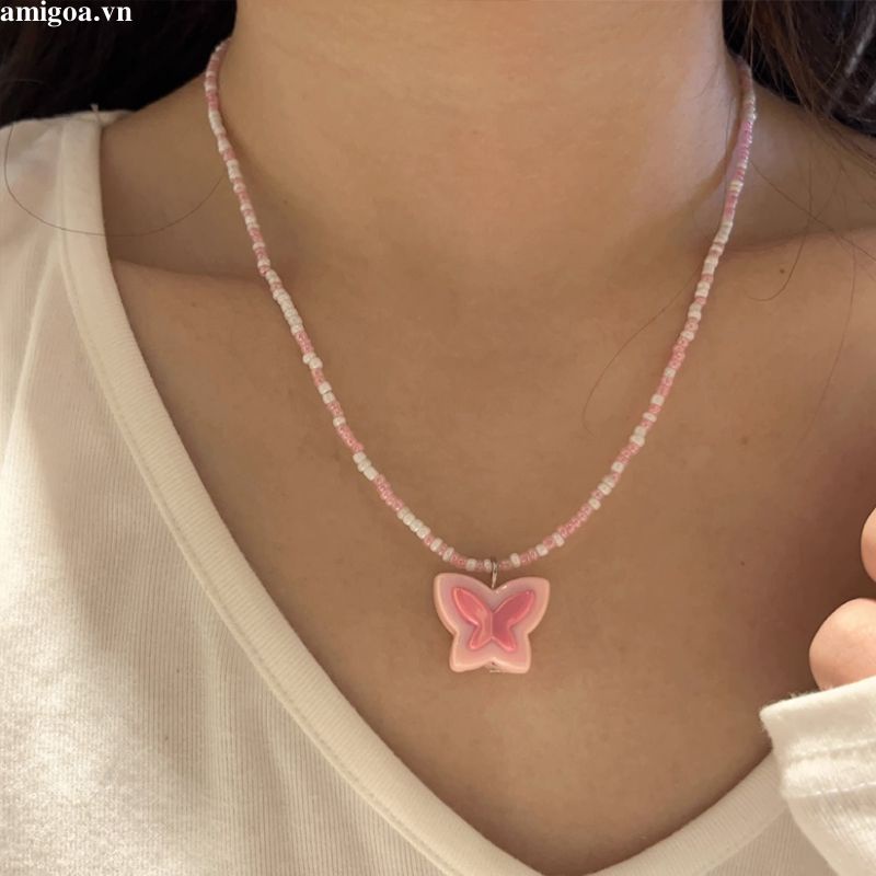 ✨✨Vòng cổ Xỏ Hạt Mặt Hình Bướm Thời Trang Cho Nữ