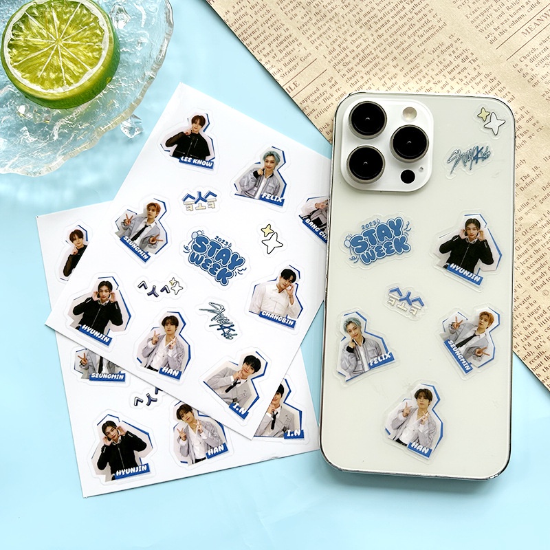 Miếng Dán pvc Trong Suốt Chống Nước Hình stray kids Trang Trí Sổ Tay