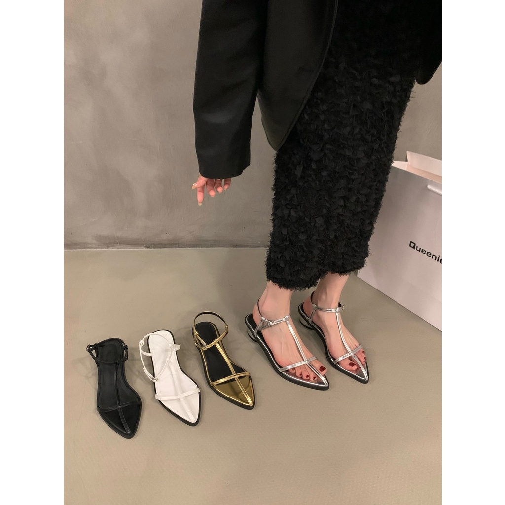 Xăng đan Cao Gót Quai Mảnh Màu Bạc Thời Trang Mùa Hè Pháp Hàng Mới 2023