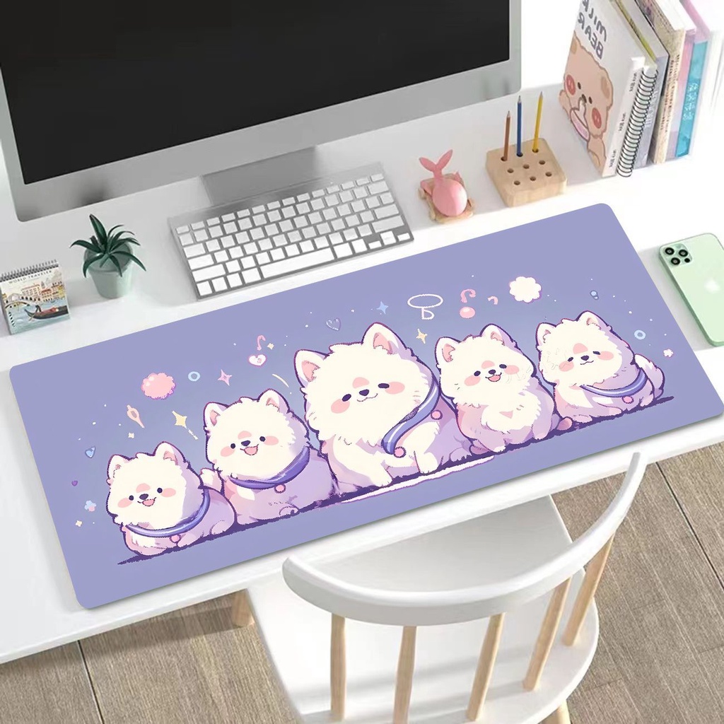 Tấm Lót Chuột Và Bàn Phím Máy Tính Cỡ Lớn Không Trượt In Hình Gấu Trúc / Mèo Dễ Thương Kích Thước 90x40 80x30