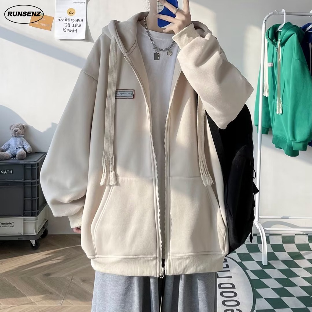 Áo Khoác hoodie Dáng Rộng Có Khóa Kéo plus size m-8xl Thời Trang Thu Đông Cho Nam