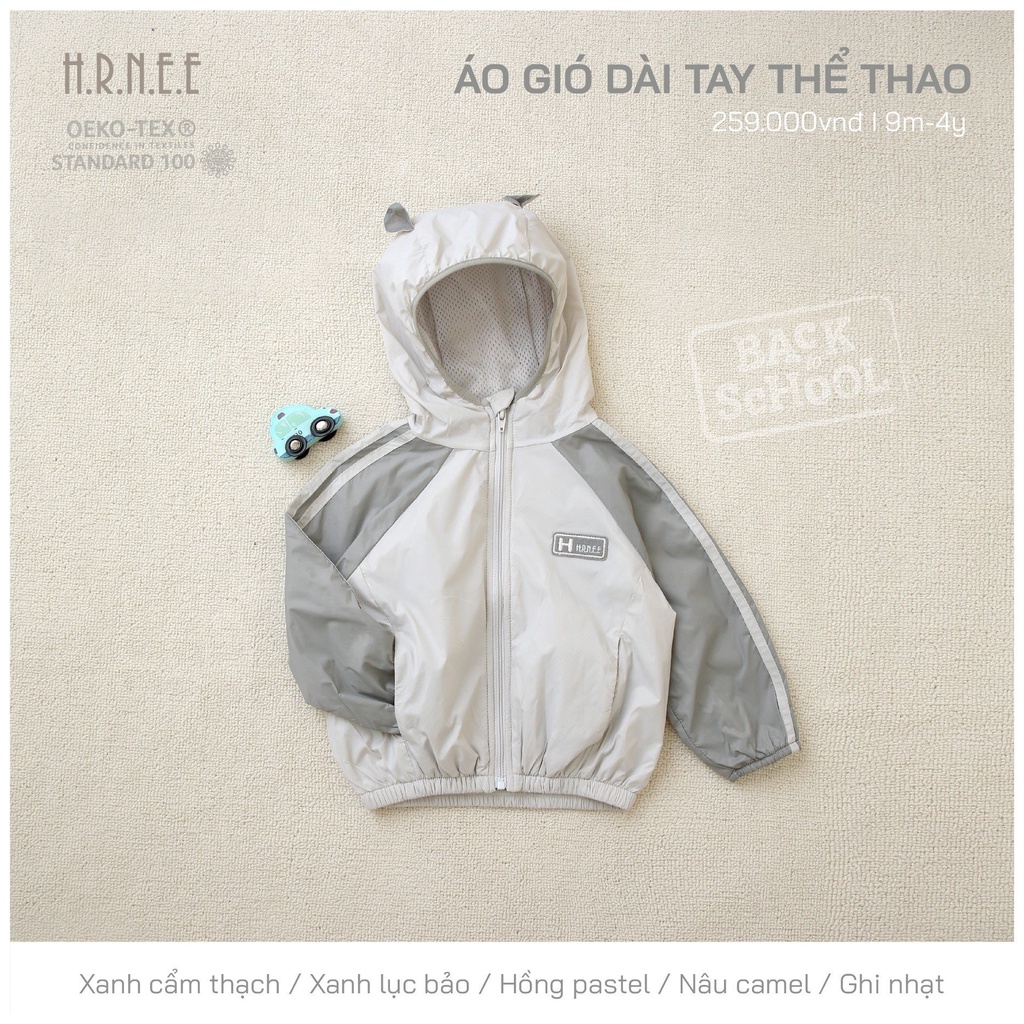 H.R.N.E,E - Áo khoác gió 2 lớp cho bé trai, bé gái từ 6-9m đến 4Y