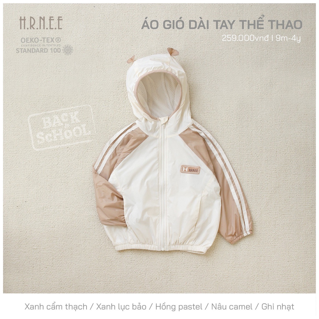 H.R.N.E,E - Áo khoác gió 2 lớp cho bé trai, bé gái từ 6-9m đến 4Y