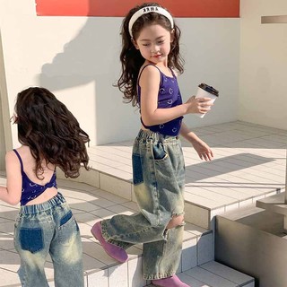  Hàng Có Sẵn Quần Jean Nữ Ống Rộng Rách Gối Phong Cách Hàn Quốc Thời Trang Mùa Hè