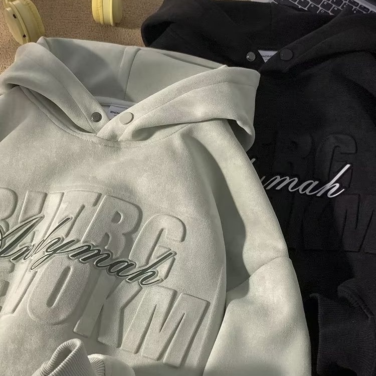 Áo Khoác Hoodie Da Lộn Thiết Kế Trẻ Trung Hợp Thời Trang Cho Nam 500g