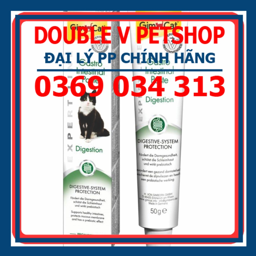 [CHÍNH HÃNG 100%] Gel Tiêu Hoá Cho Mèo, gel dinh dưỡng cho mèo GimCat Gastro Intestinal Paste 50g - Double V Petshop