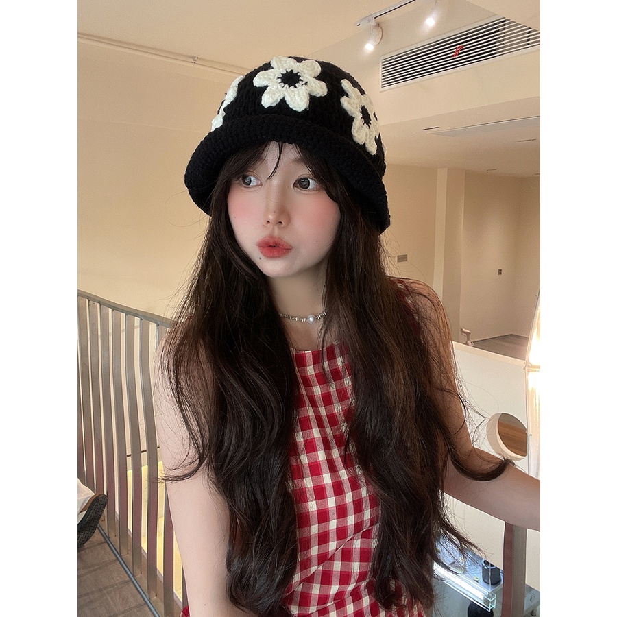 Mũ Xô Đan Len cotton Dệt Tay Phong Cách niche Hàn Quốc Thiết Kế Hợp Thời Trang Cho Nữ