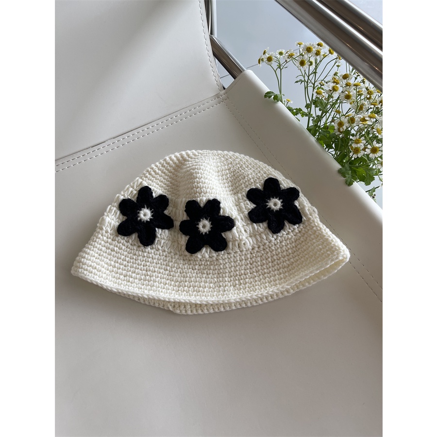 Mũ Xô Đan Len cotton Dệt Tay Phong Cách niche Hàn Quốc Thiết Kế Hợp Thời Trang Cho Nữ