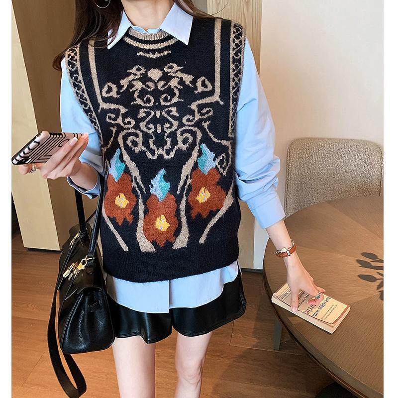 Áo sweater Dệt Kim Không Tay Dáng Rộng Thời Trang Thu Đông Chất Lượng Cao Phong Cách Mới Cho Nữ