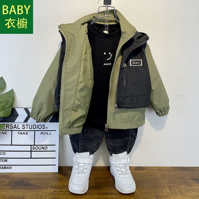 Áo Khoác Gió Giả Hai Lớp Phong Cách Hàn Quốc Thời Trang Mùa Thu Mới 2023 Dành Cho Bé Trai