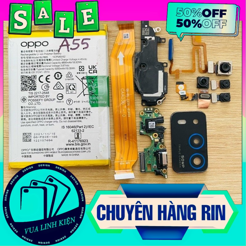 Linh Kiện Oppo A55 / Camera trước sau,main sạc,vân tay,cáp nối main,loa ngoài,cáp flash,pin rin bóc máy,CPH2325