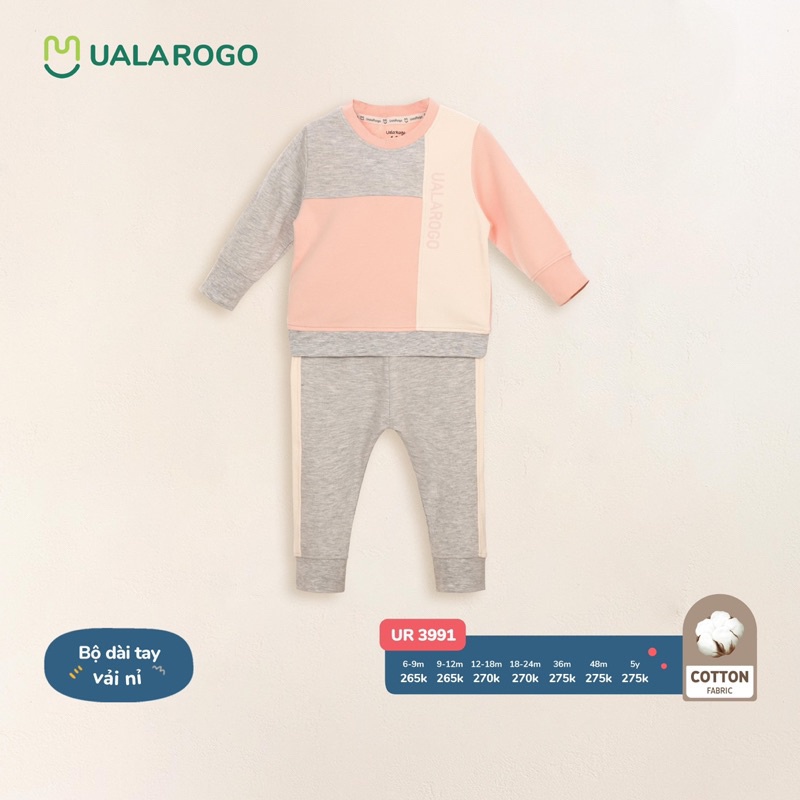 Uala rogo Sale 50% Bộ dài tay dầy thu đông cho bé trai gái