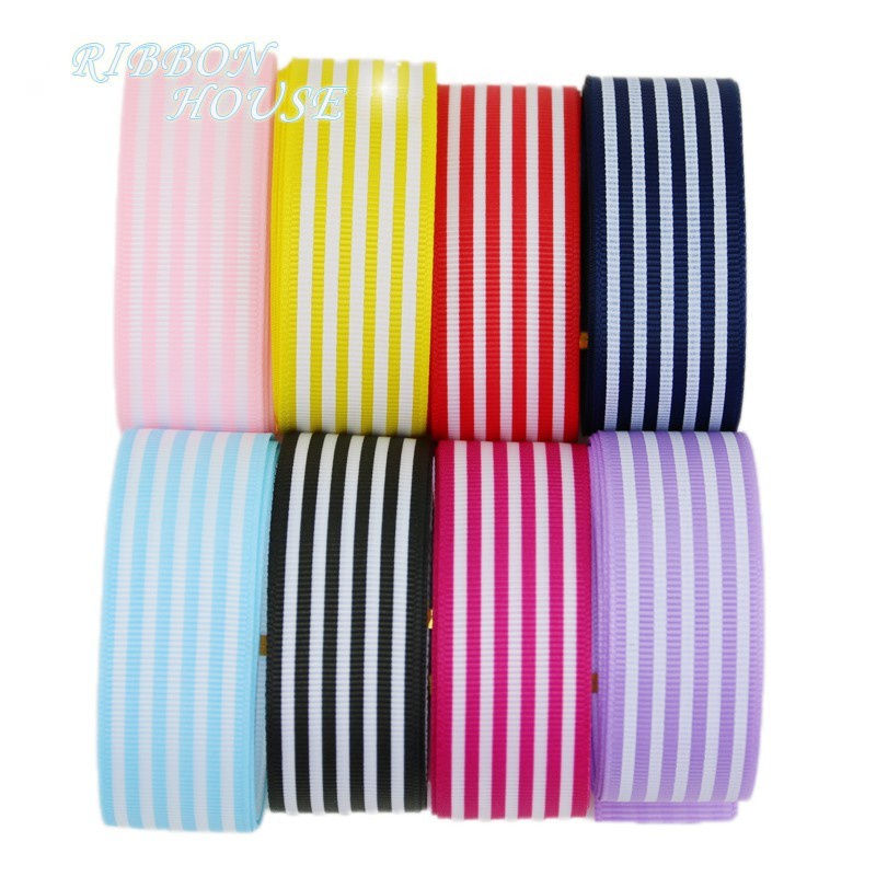 Cuộn Dây Ruy Băng 25mm 20 Yards Họa Tiết Sọc Trắng Đen Dùng Gói Quà
