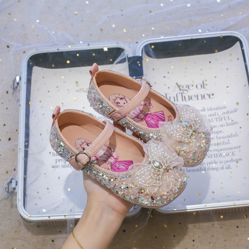 Giày Búp Bê mary janes Bằng pu Mềm Mại Mũi Tròn Đính Sequin Đơn Giản Thời Trang Cho Bé Gái mary janes