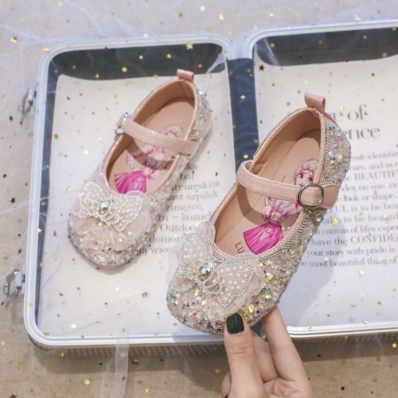 Giày Búp Bê mary janes Bằng pu Mềm Mại Mũi Tròn Đính Sequin Đơn Giản Thời Trang Cho Bé Gái mary janes