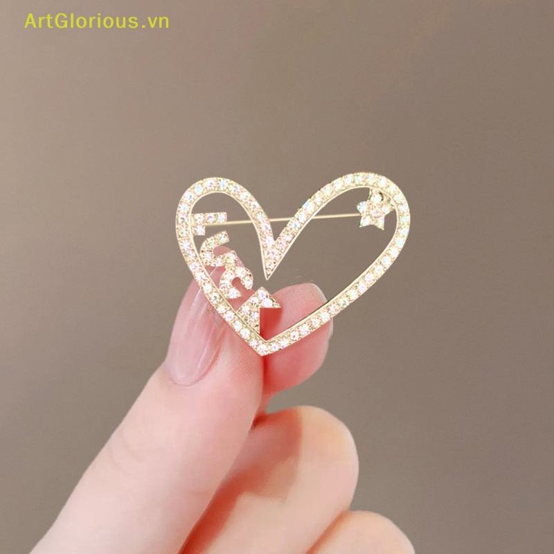 Ghim Cài Áo Hình Trái Tim Đính Pha Lê Thời Trang Cho Nữ vn