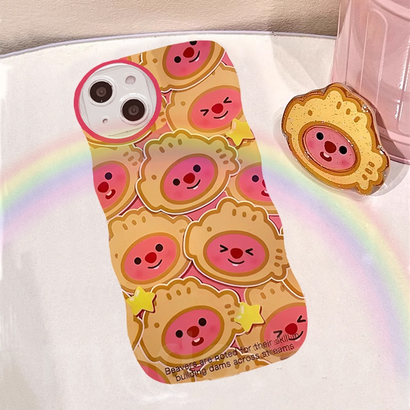 Cartoon loopy ốp lưng Casing Redmi 9T Note 7 6 5 Pro Plus 4 4X S2 Mi 13T ins wave Edge Loopy Taiyaki beaver Fine Hole Airbag Anti-fall Clear Lens Soft Phone Case + Stand BW 92