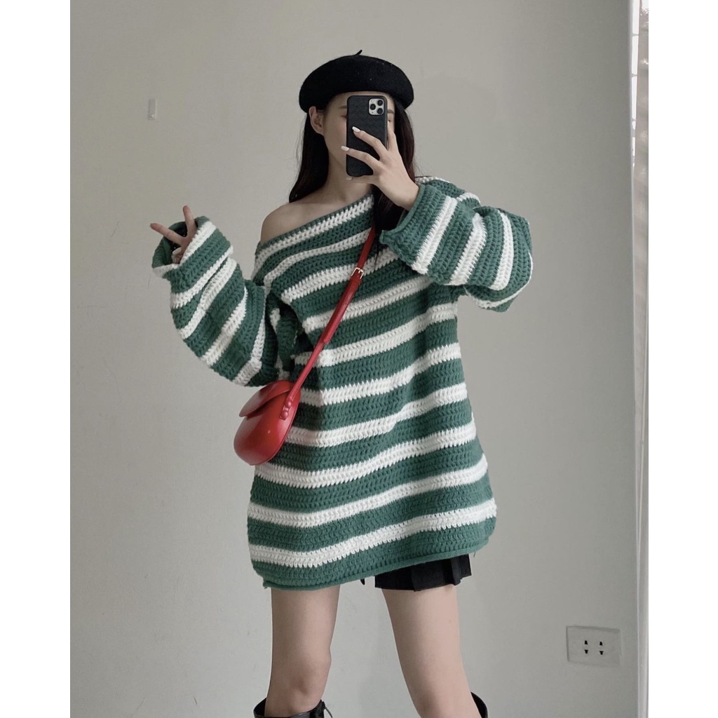 Y24 Áo len kẻ ngang from over size hàng quảng châu yansoo
