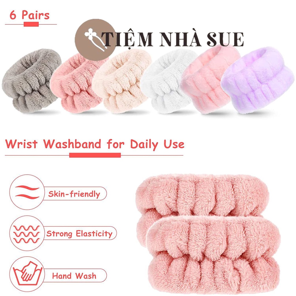 Cặp vòng đeo tay rửa mặt bông san hô siêu thấm hàng xuất Âu Mỹ vòng tay bông rửa tay may liền Tiệm nhà Sue