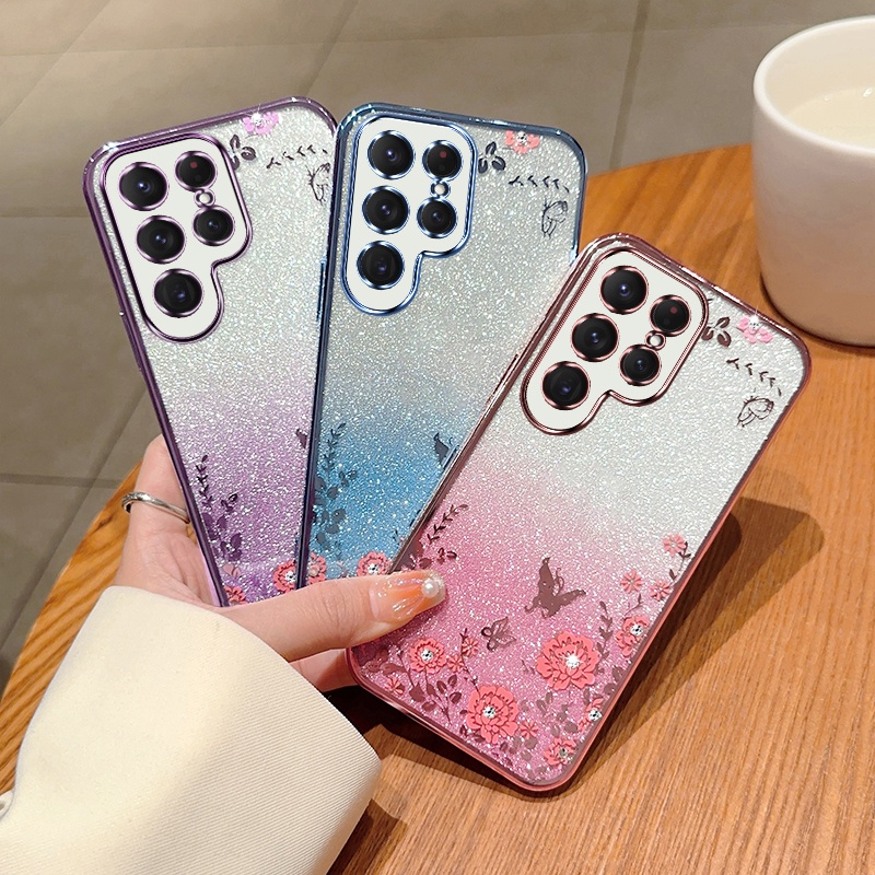 Bao Da Điện Thoại Trang Trí Hình Bướm Cho Samsung Galaxy S23 S22 S21 S20 Ultra S23+ S22+ S21+ S20+ S10 Plus S21 FE 5G Ốp