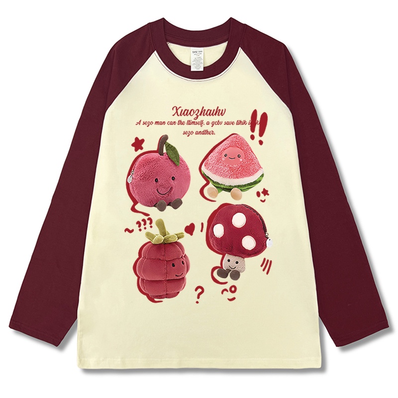 Áo Thun Tay Dài 100% cotton In Họa Tiết Thời Trang Hàn Quốc Cho Nữ